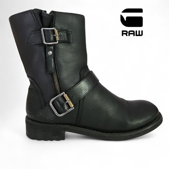 G-STAR RAW Moto Buckle Leather Boots uk7 us9 eur40 - Picture 3 of 15